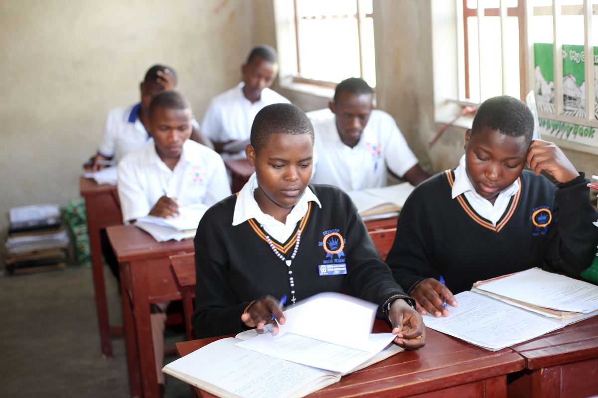 Students studying in a classroom