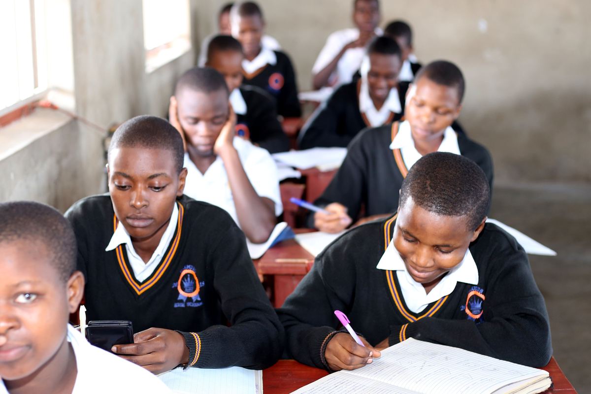 Students concentrating in class
