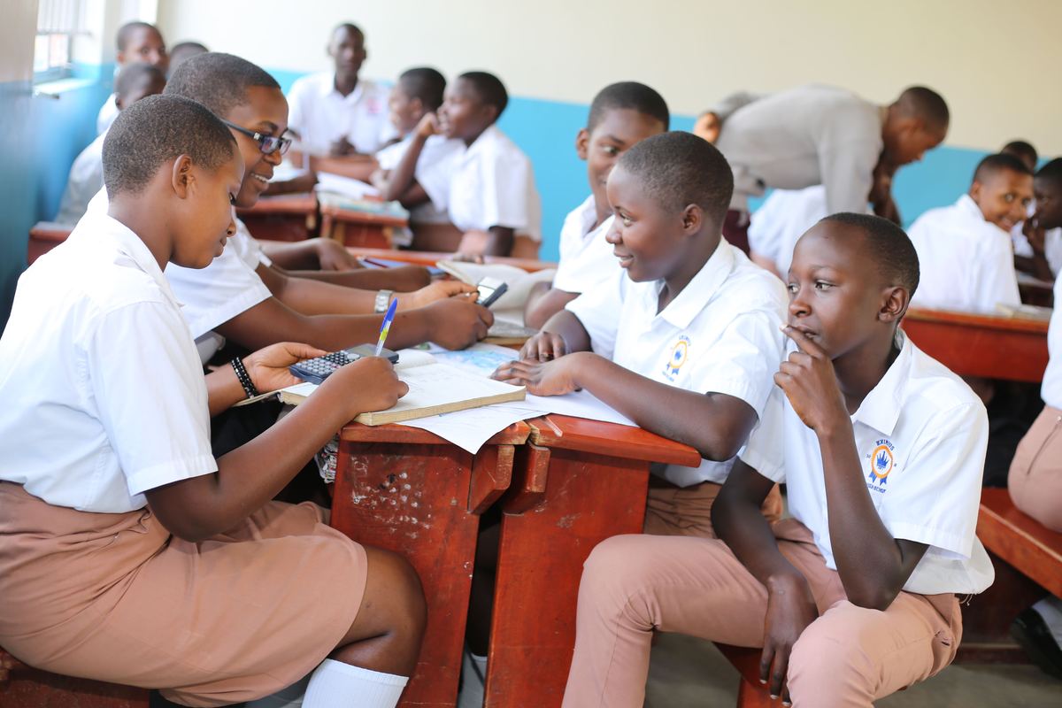 Students working together in a group discussion