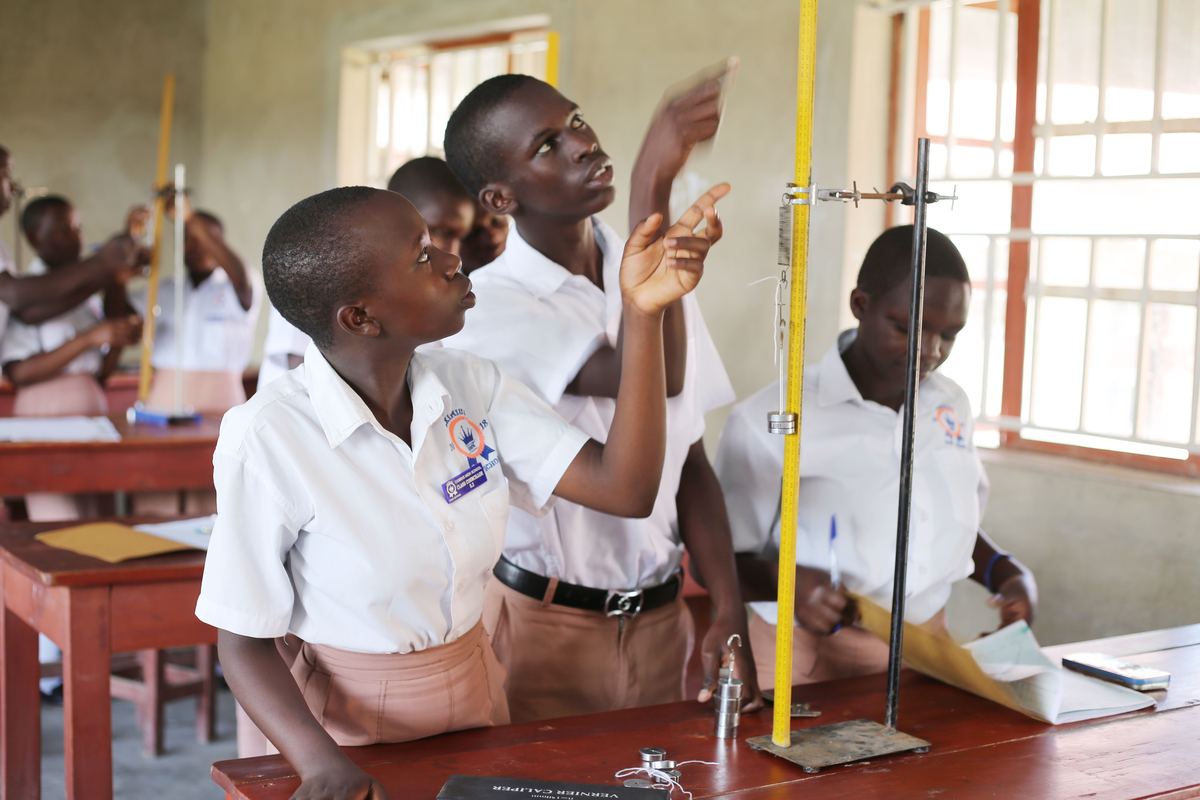 Students carrying out a practical in the science laboratory